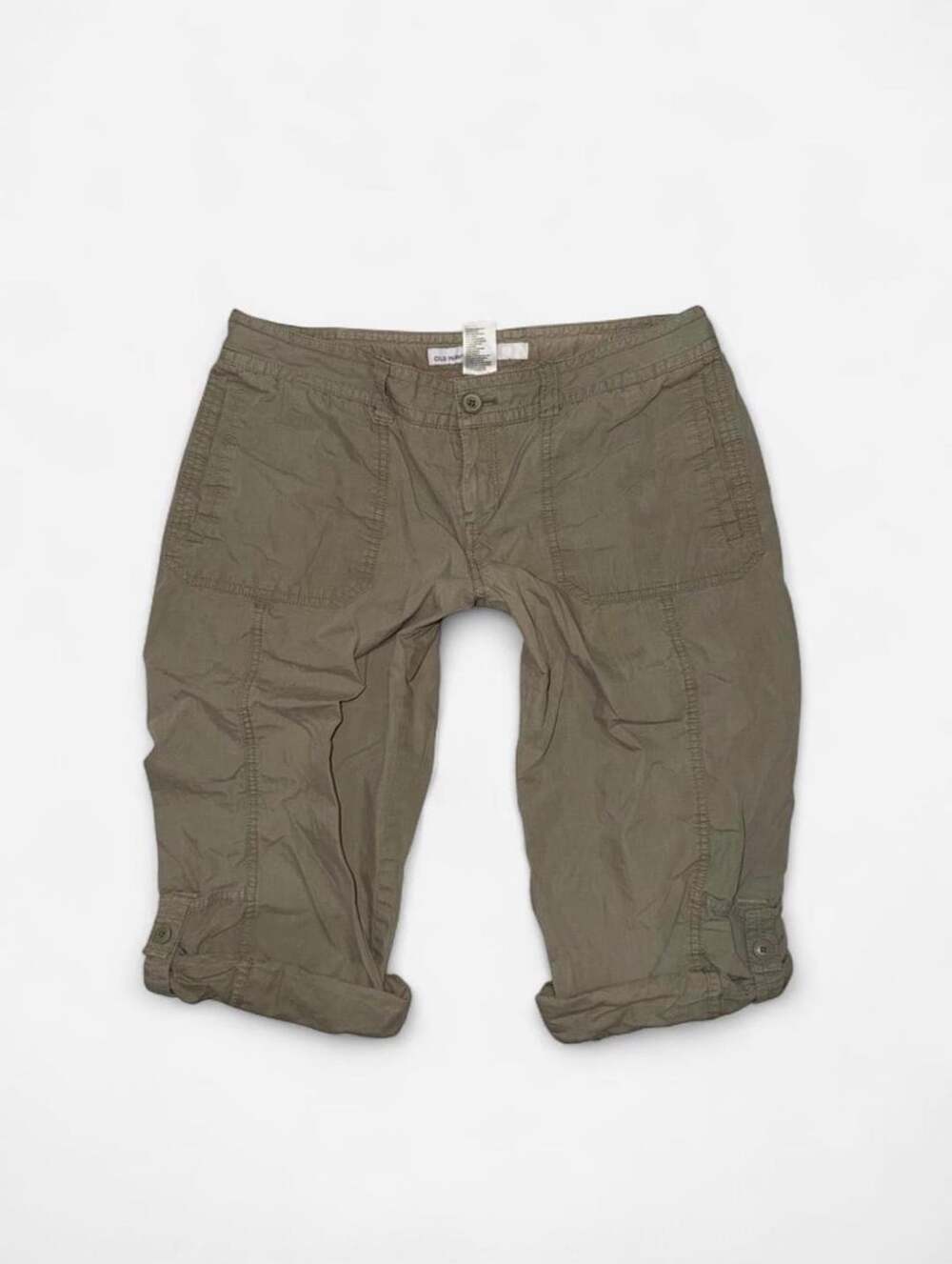 Y2K Old Navy Cargo Capri Pants Size 12 Olive Green Low Rise Cotton